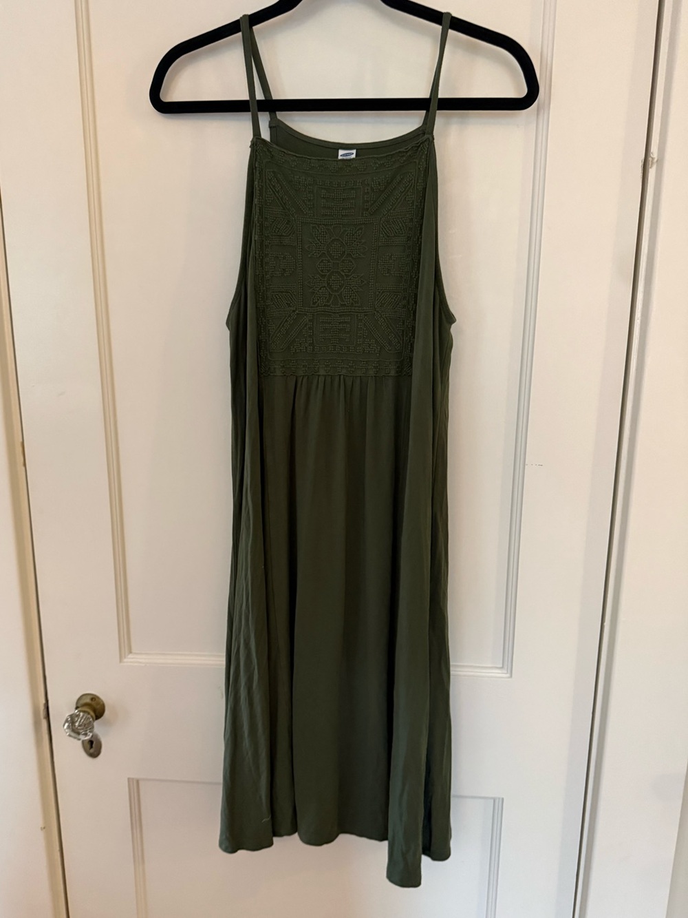 Old Navy Olive Crochet-Front Maxi Sundress